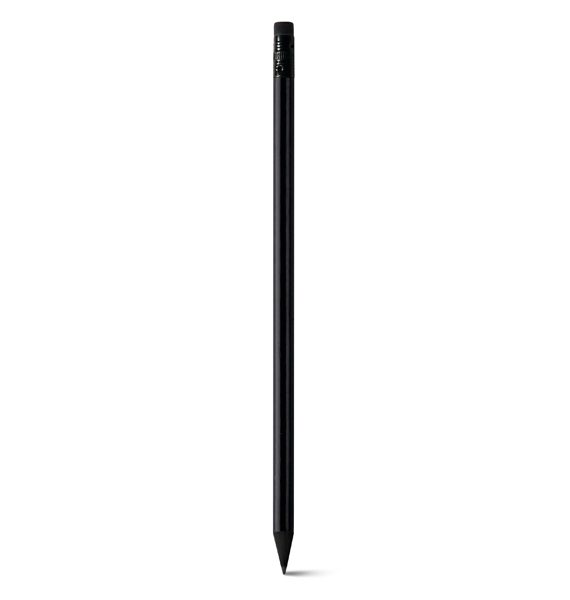 matita in legno nero ghiera nera gommino nero