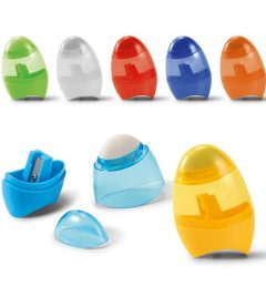 Temperamatite in PS, con gomma e contenitore per trucioli.