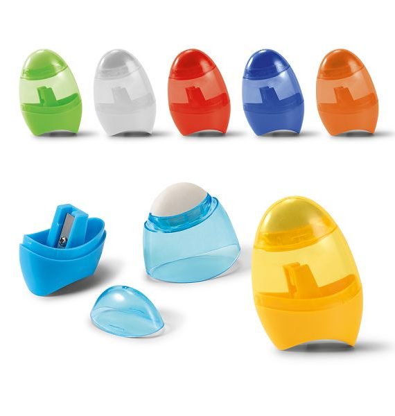 Temperamatite in PS, con gomma e contenitore per trucioli.