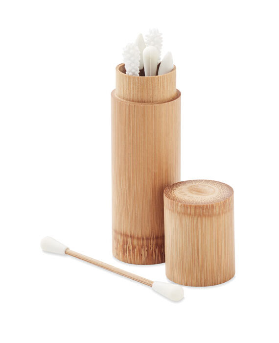 6 bastoncini di bambù riutilizzabili in silicone a doppia punta per l'igiene personale