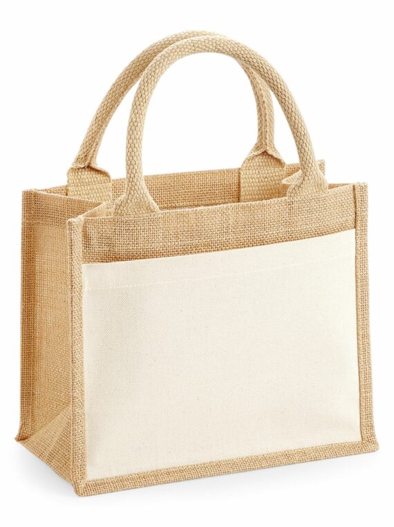 Shopper in Juta laminata con tasca in cotone