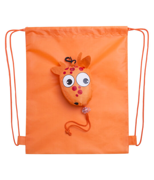 Sacca pieghevole con chiusura a coulisse per bambini con sacchetto contenitore a forma di animale