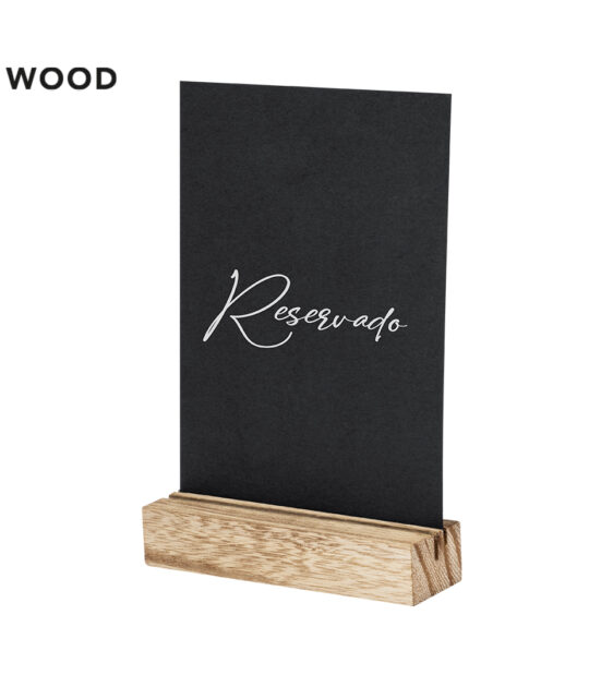 Porta menu con base in legno resistente e lavagna per scrivere su entrambi i lati fornito con scatola kraft individuale