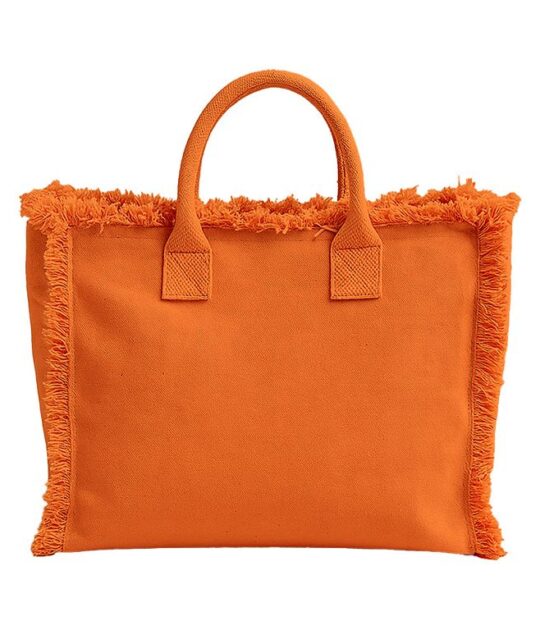 Borsa mare in cotone con frange