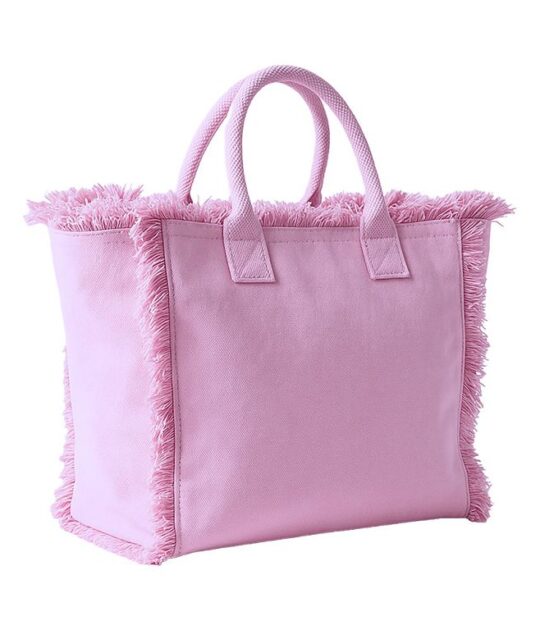 Borsa mare in cotone con frange