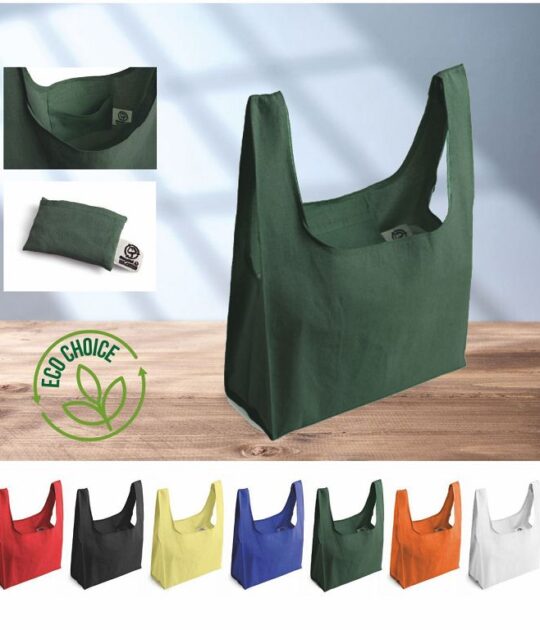 Borsa shopping in cotone riciclato richiudibile