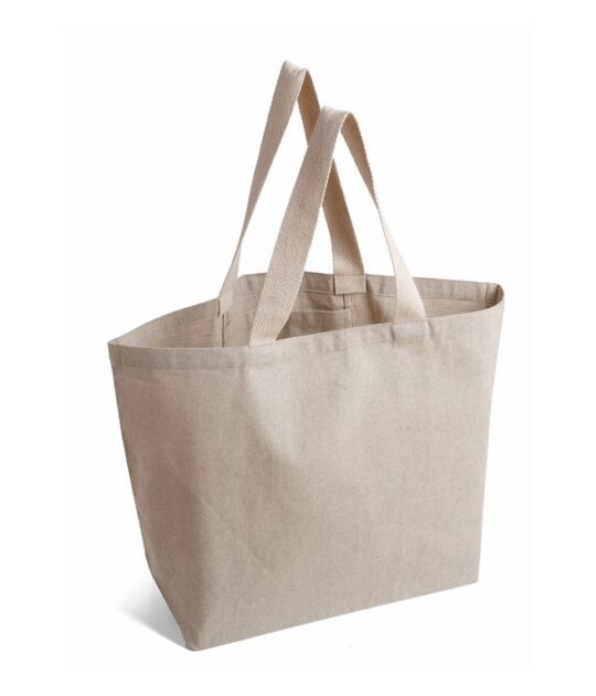 Borsa mare in cotone riciclato 220 g/m² con tasca interna, manici in corda